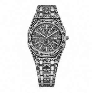 Silver Arabic Engraved Luxury Wristwatch for Men – Premium Stainless Steel Elegant Watch UAE